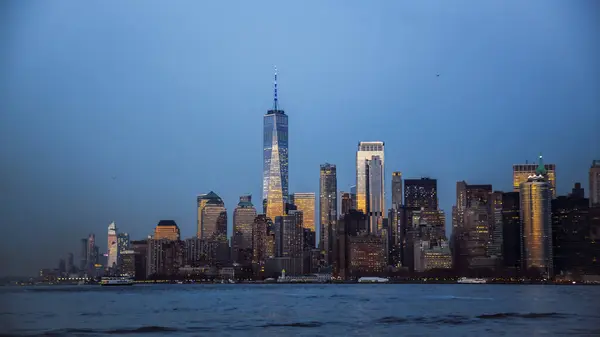Utsikt Över Manhattan Från Hudson Bay Vid Skymning New York — Stockfoto