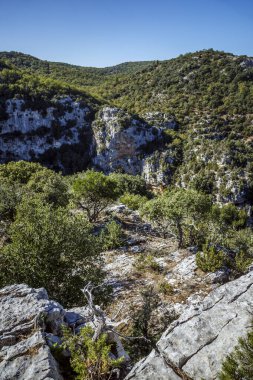 Verdon Gorge, Quinson, Provence Dağ Ovası manzarası; Fransa