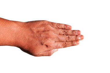 Sol avuç içi beyaz arkaplanda izole