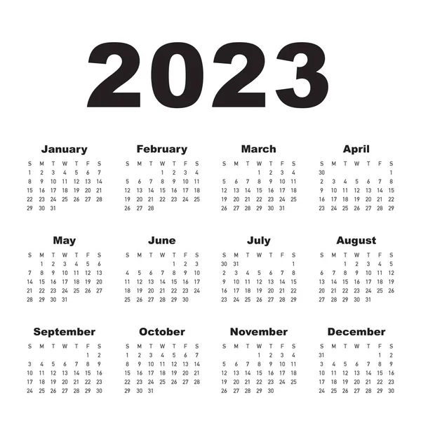 2023 Année Calendrier Vecteur — Image vectorielle