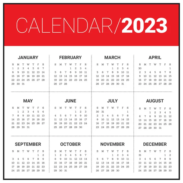 2023 Año Calendario Vector — Vector de stock