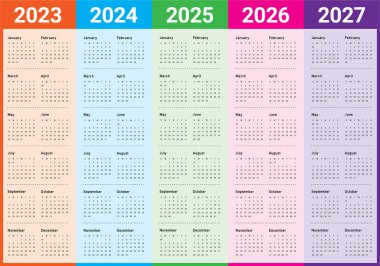 2023-2027 Yıl Takvimi