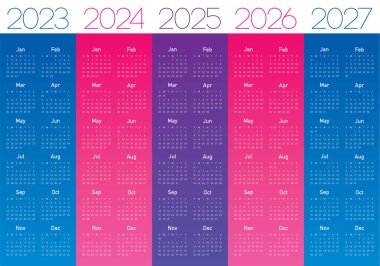 2023-2027 Yıl Takvimi