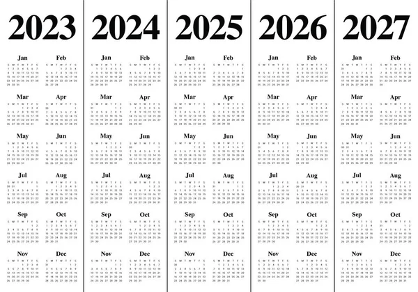 2023 2027 Année Civile — Image vectorielle