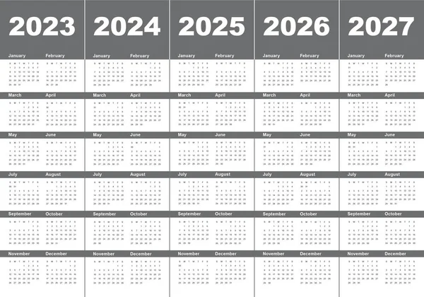 2023 2027 Kalender Tahun - Stok Vektor