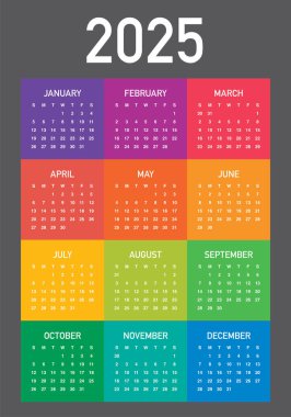 2025 year calendar vector design template clipart