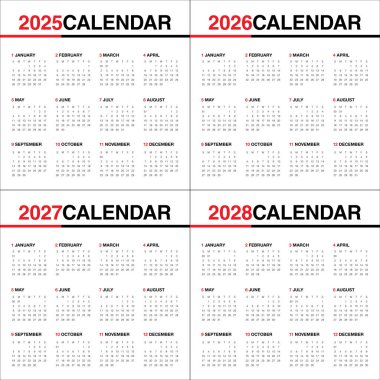 2025 2026 2027 yıllık takvim vektör tasarım şablonu