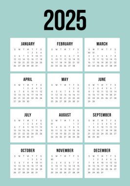 2025 Yıllık Takvim Şablonu