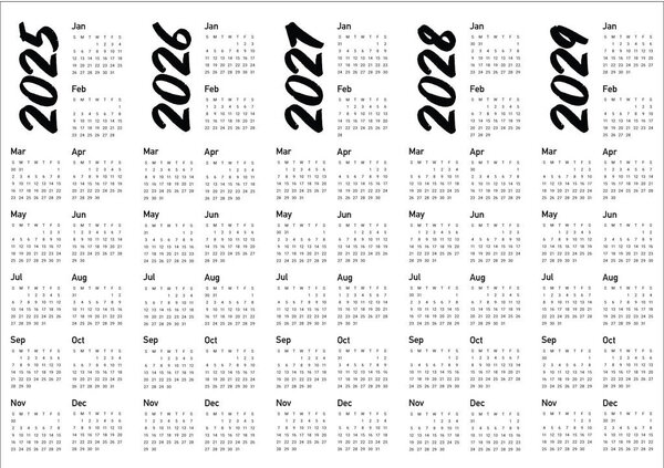 Календарь 2025 - 2029 годов