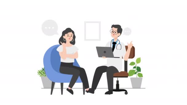 Woman Consulting Psychiatrist Illustration Person Consulting Psychiatrist People See Psychiatrist — Stockvideo