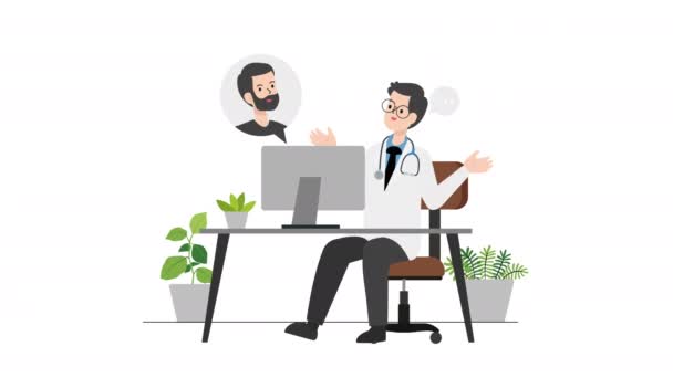Online Consultation Psychiatrist Illustration Person Consulting Psychiatrist People See Psychiatrist — 비디오