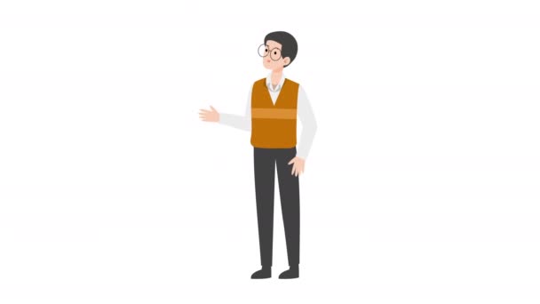 Man Standing Gesture Animation — Stock Video