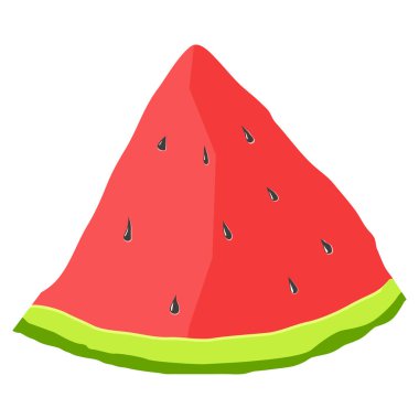 Bir karpuzun çeyreği beyaz arka planda, vektörde resmedilir..