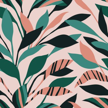 Leaf seamless pattern. Modern botanical textile print.