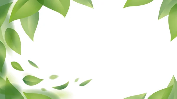 Зеленые Листья Дизайне Движения Свежая Летящая Листва Ветру Изолирована Белом — стоковый вектор