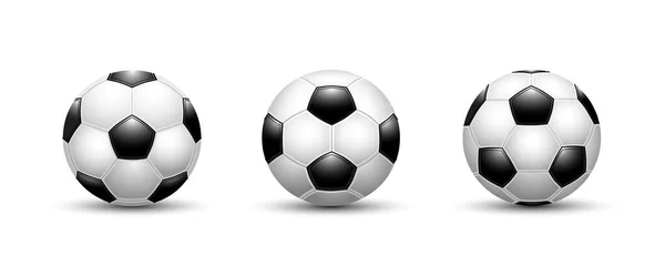 Beyaz arka planda futbol topu seti. Spor aletleri illüstrasyonu. Kıvrımlı spor topu yakın plan.