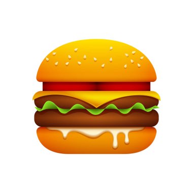 Hamburger çizimi. Fast food şişman klip.