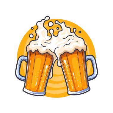 Bira bardakları köpük sıçramalı amblem tasarımı.