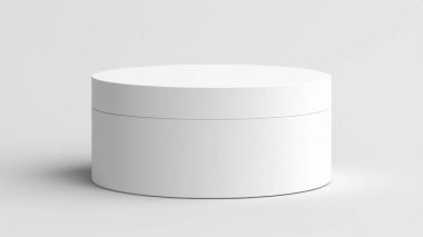 Beyaz arkaplanda beyaz yuvarlak kapalı kutu 3d model.
