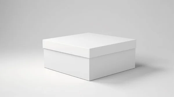 Біла Закрита Коробка Макет Білому Тлі — стокове фото