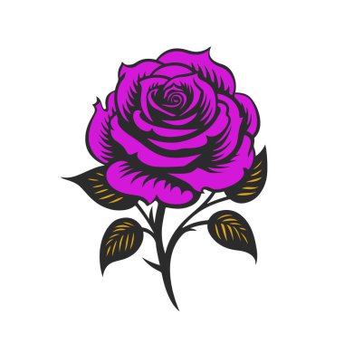 Rose eski moda dövme çizimi.