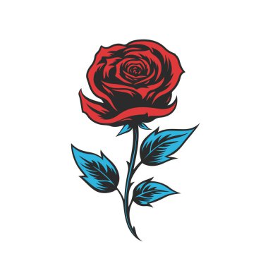 Rose eski moda dövme çizimi.