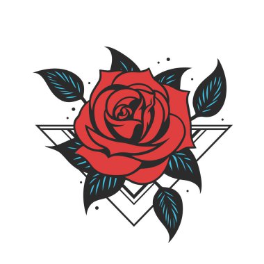 Rose eski moda dövme çizimi.