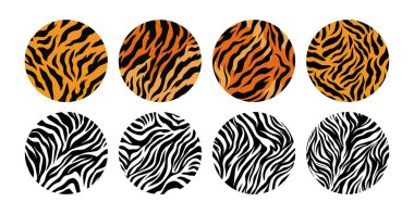 Hayvan kürkünün dairesel illüstrasyon koleksiyonu.