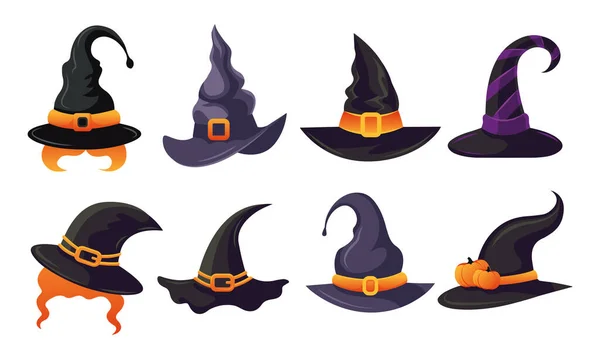 stock vector Halloween witch hat collection.