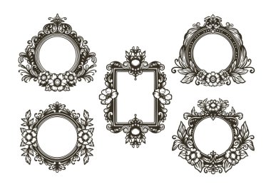 Çiçek desenli siyah çerçeveler.