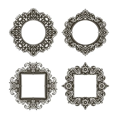 Çiçek desenli siyah çerçeveler.