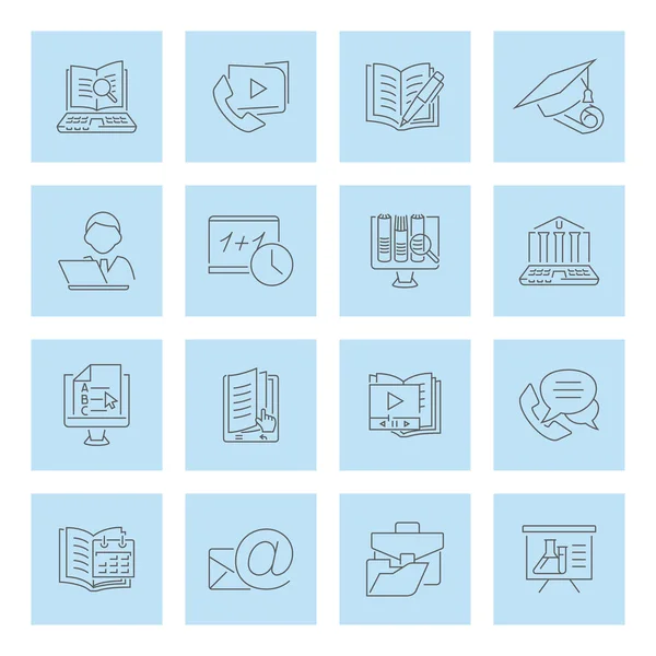 Online Education Thin Line Icons Learning Icon Set Editable Stroke — Stock Vector