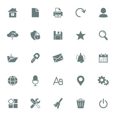 Web uygulama geliştirme için web ve tarayıcı arayüzü simgeleri. Arayüz tuşları ayarlandı. Vektör