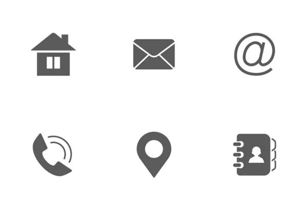 Icone Vettoriali Degli Indirizzi Home Posta Mail Telefono Posizione Simboli — Vettoriale Stock