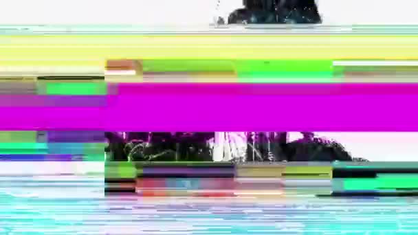 Glitch Animatie Transitie Video Glitch Overgangen Achtergrond Geluidsoverlast Slecht Signaaleffect — Stockvideo