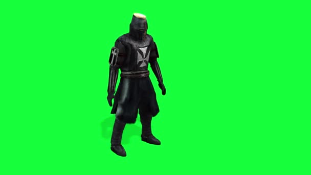 圣殿骑士准备在绿色屏幕上战斗 — 图库视频影像