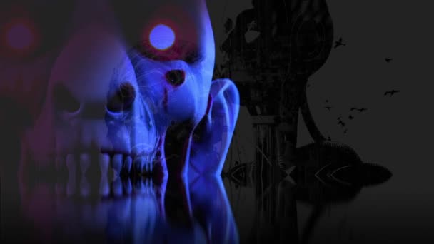 Horror Zombie Mit Effekten Mischtechnik Aus Zwei Animationen — Stockvideo