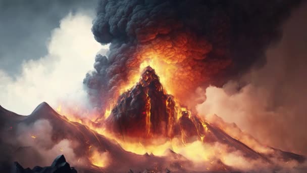 Animation Ett Enormt Utbrott Från Aktiva Vulkaner — Stockvideo