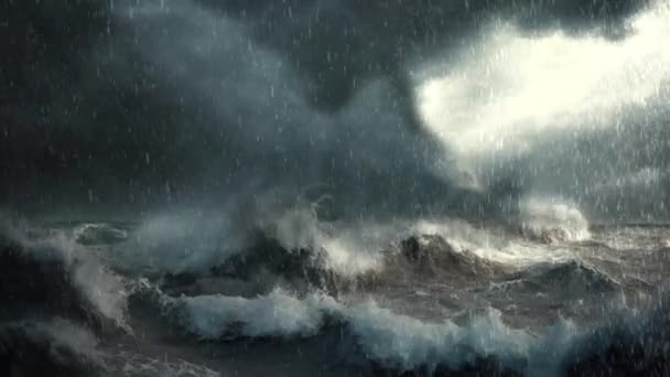 Animation Une Mer Orageuse Agitée Dans Océan Lors Une Tempête — Video