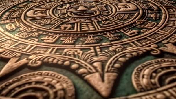 Animación Vista Cercana Del Antiguo Calendario Maya Azteca Con Patrón — Vídeos de Stock