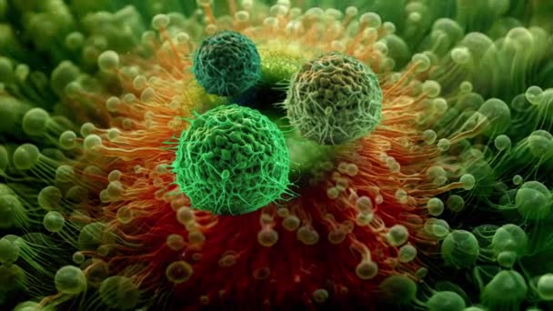 Animering Skadade Och Sönderfallande Cancerceller — Stockvideo