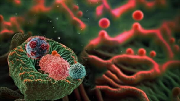 Animation Damaged Disintegrating Cancer Cell — Stock Video