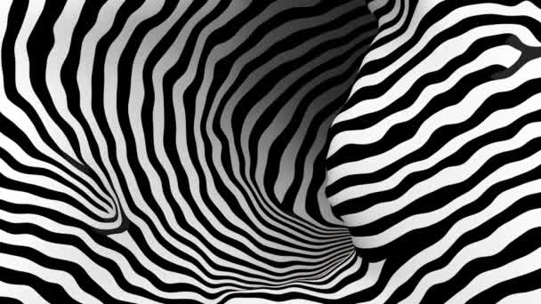 Animation Black White Psychedelic Optical Illusion Abstract Hypnotic Animated Background — Stock Video
