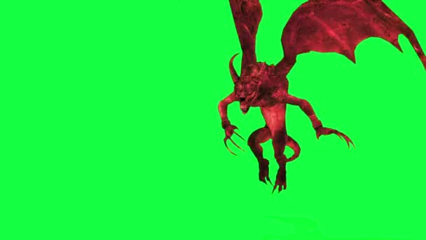 Анимация Дракон Машет Крыльями Атакует Зеленом Экране — стоковое видео