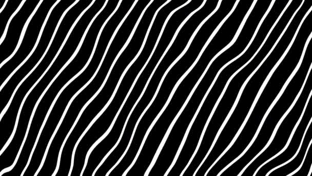 Animatie Van Bewegende Abstracte Golvende Witte Lijn Zwarte Achtergrond — Stockvideo