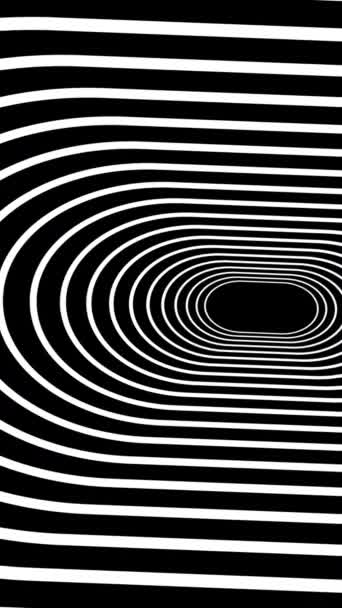 Vertical Animated Hypnotic Abstract Minimalist Composition White Black Stripes — Stock Video