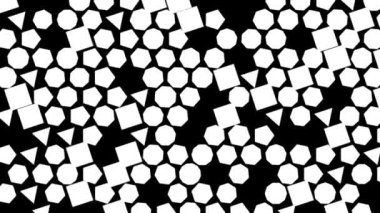 Birçok dönen beyaz şekillerin animasyonu soyut minimalist geometrik bileşimi oluşturur 
