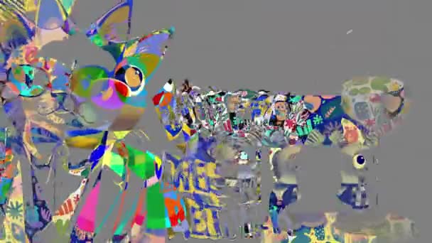 Ferma Movimento Animazione Collage Arte Contemporanea Con Testo Animato Gatto — Video Stock