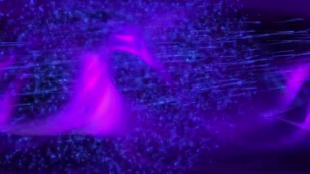 Animasyon Koyu Arkaplanda Zarif Işık Izlerine Sahip Canlı Mor Mavi — Stok video