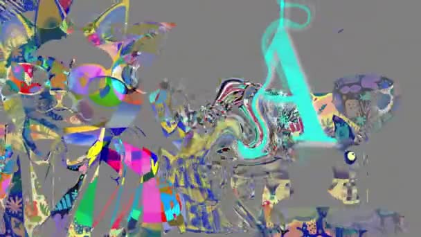 Animatie Digitaal Kunstwerk Met Een Vervormde Abstracte Kat Met Levendige — Stockvideo